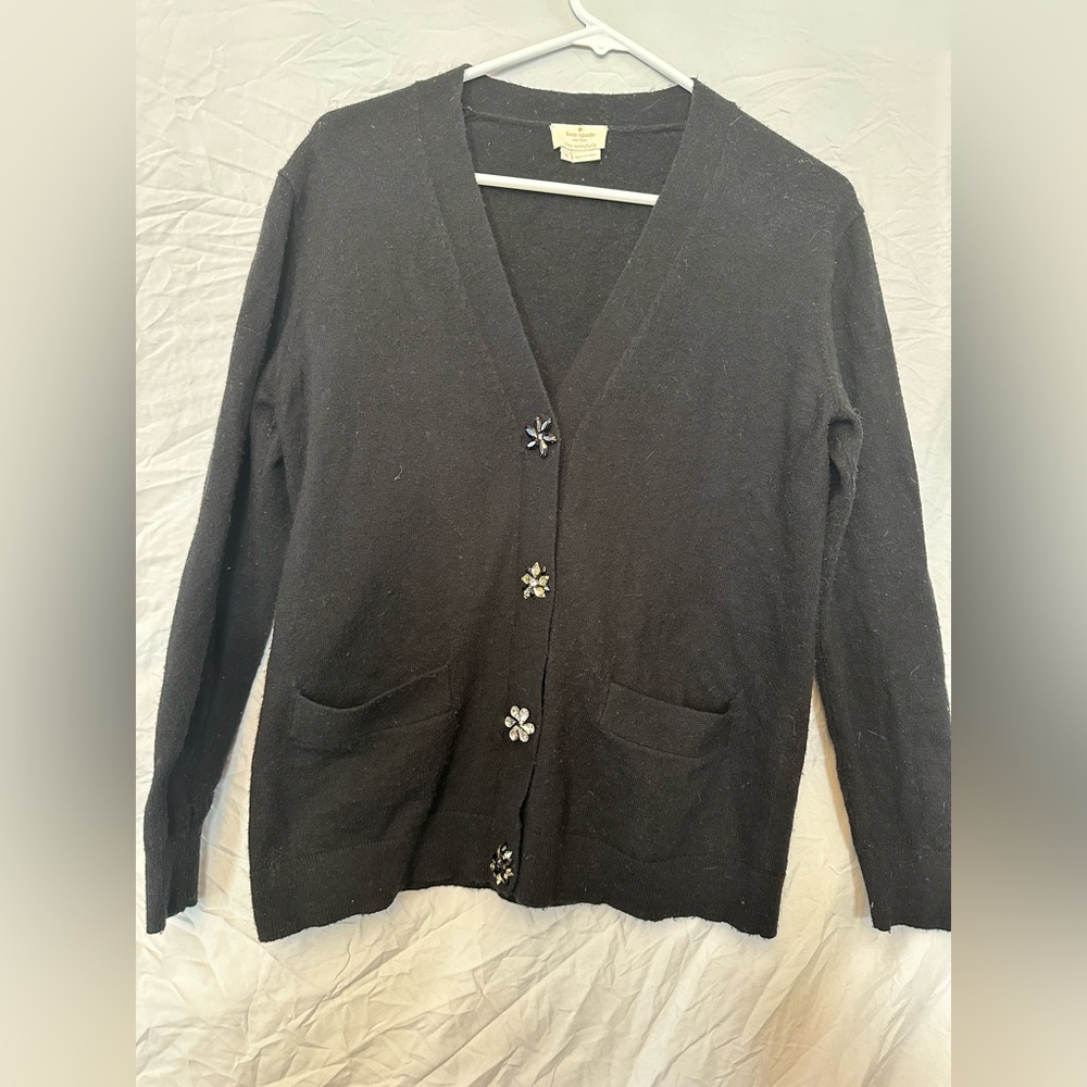 Kate Spade rhinestone embellished cardigan, black, size S